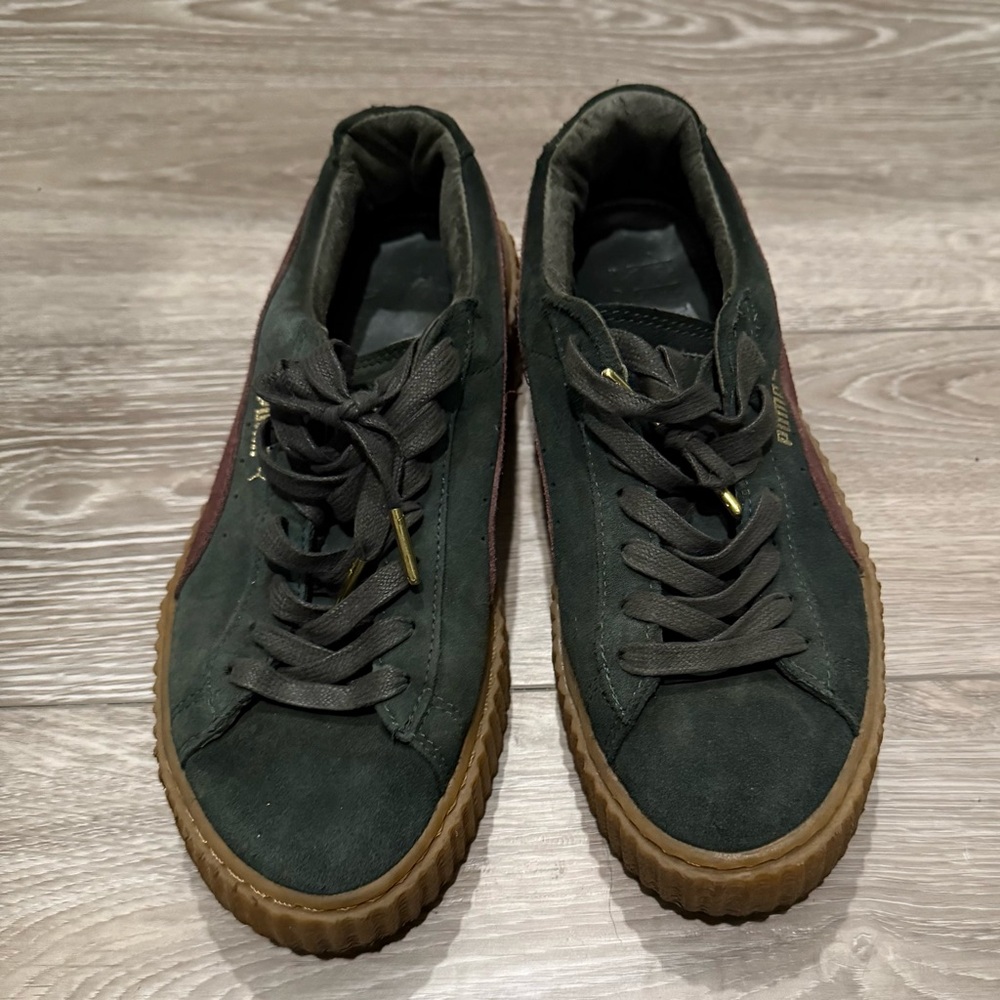 Puma Dark Green Suede Sneakers